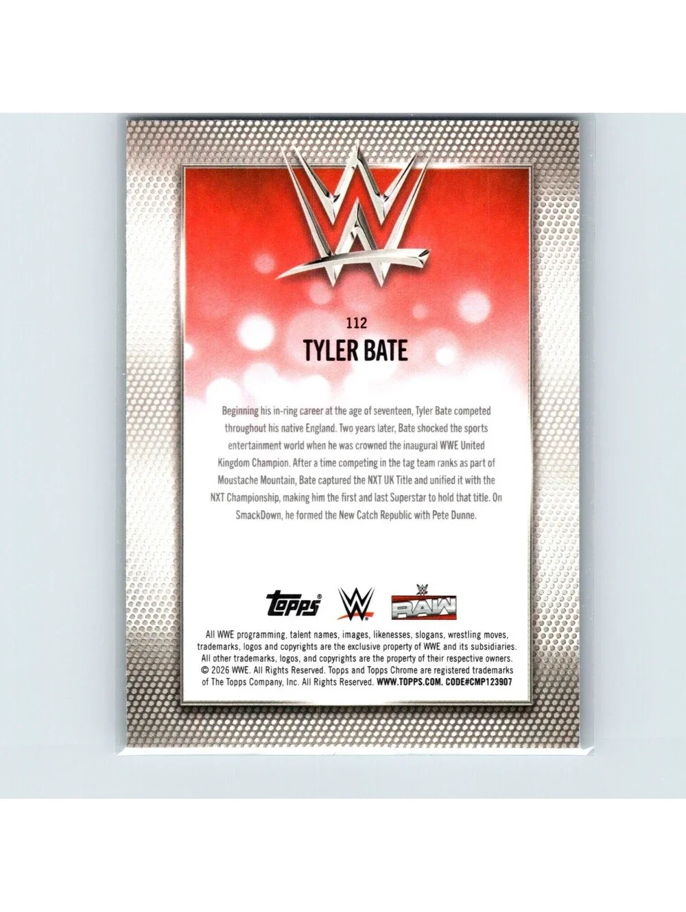 2026 Topps Chrome WWE - Tyler Bate #112 - Yellow Refractor #/275